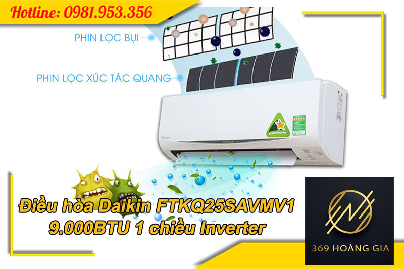 Điều hòa Daikin FTKQ25SAVMV 9.000BTU 1 chiều Inverter R32