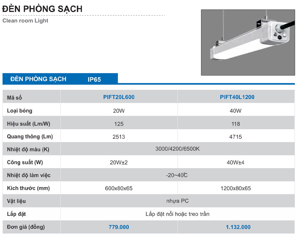 catalouge đèn led phòng sạch paragon 2