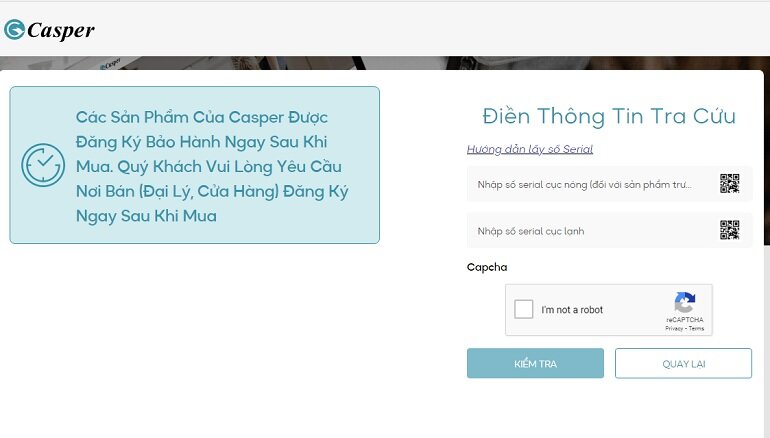 chính sách bảo hành điều hòa casper 1