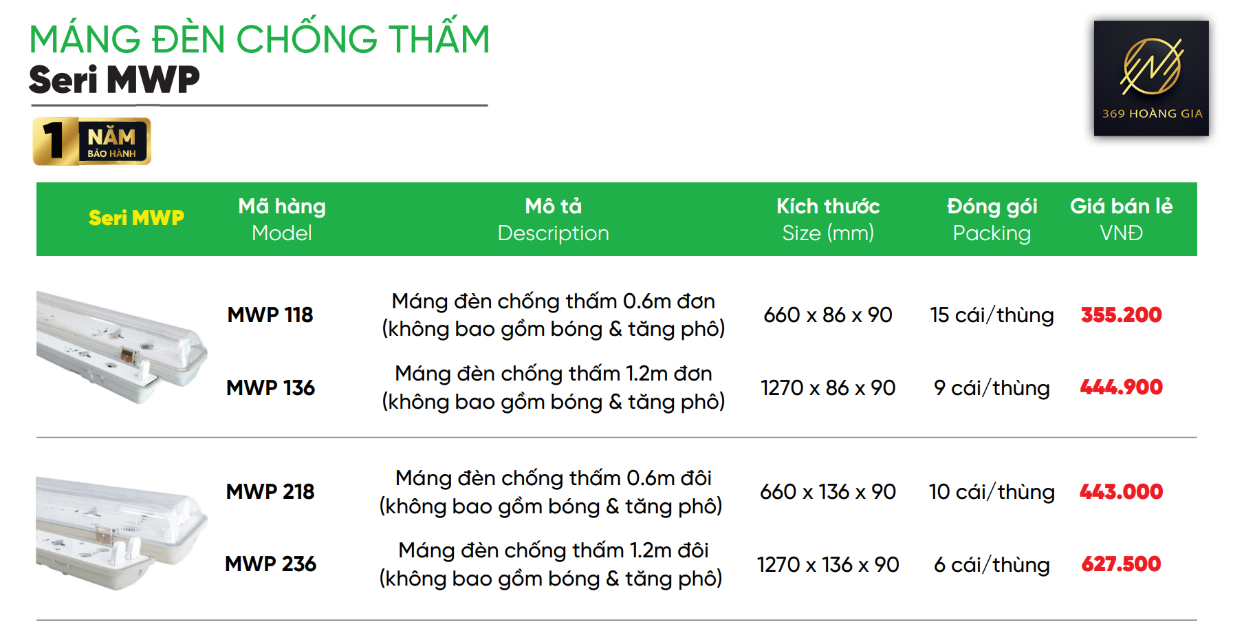 bộ máng đèn led tube mpe 1