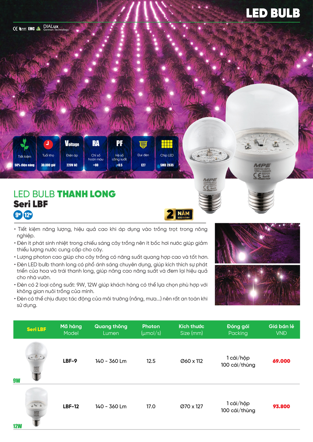 Đèn led Bulb seri LBF