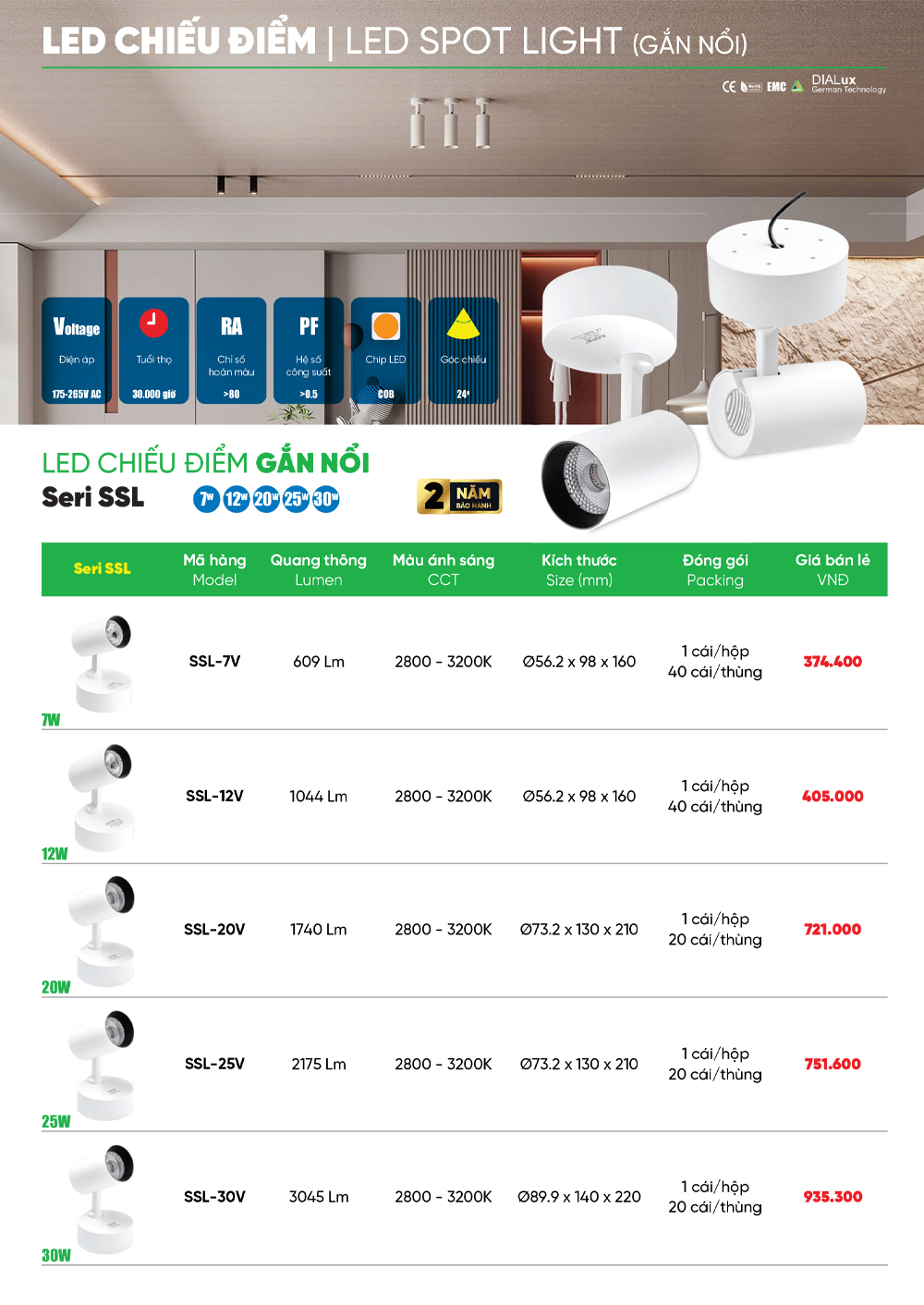 đèn led chiếu điểm mpe ssl