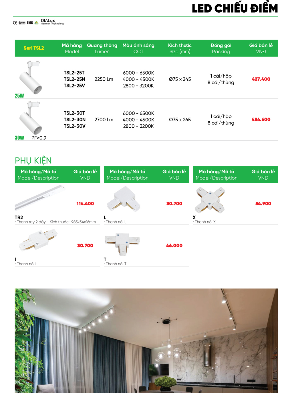 đèn led chiếu điểm mpe tsl2 1