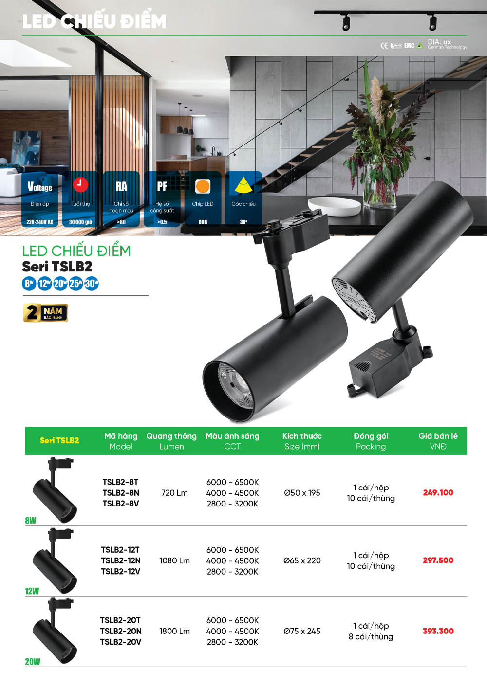 đèn led chiếu điểm mpe tslb2