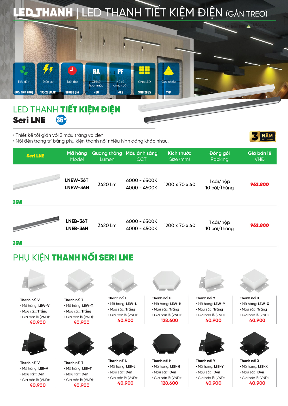 đèn led thanh điểm nối mpe lne