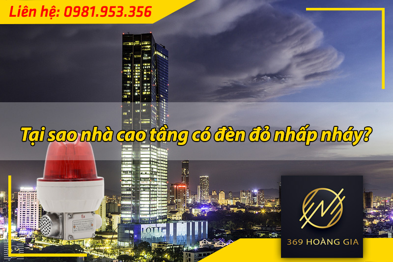 đèn đỏ nhấp nháy nhà cao tầng